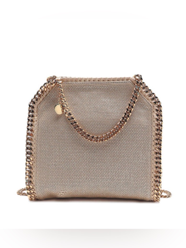 Stella Mccartney Falabella Mini Tote Canvas With Gold Chain Strap